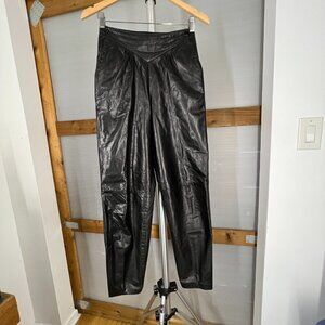 Danier Leather Vintage Black Pleated Leather Pants **Sz 4**